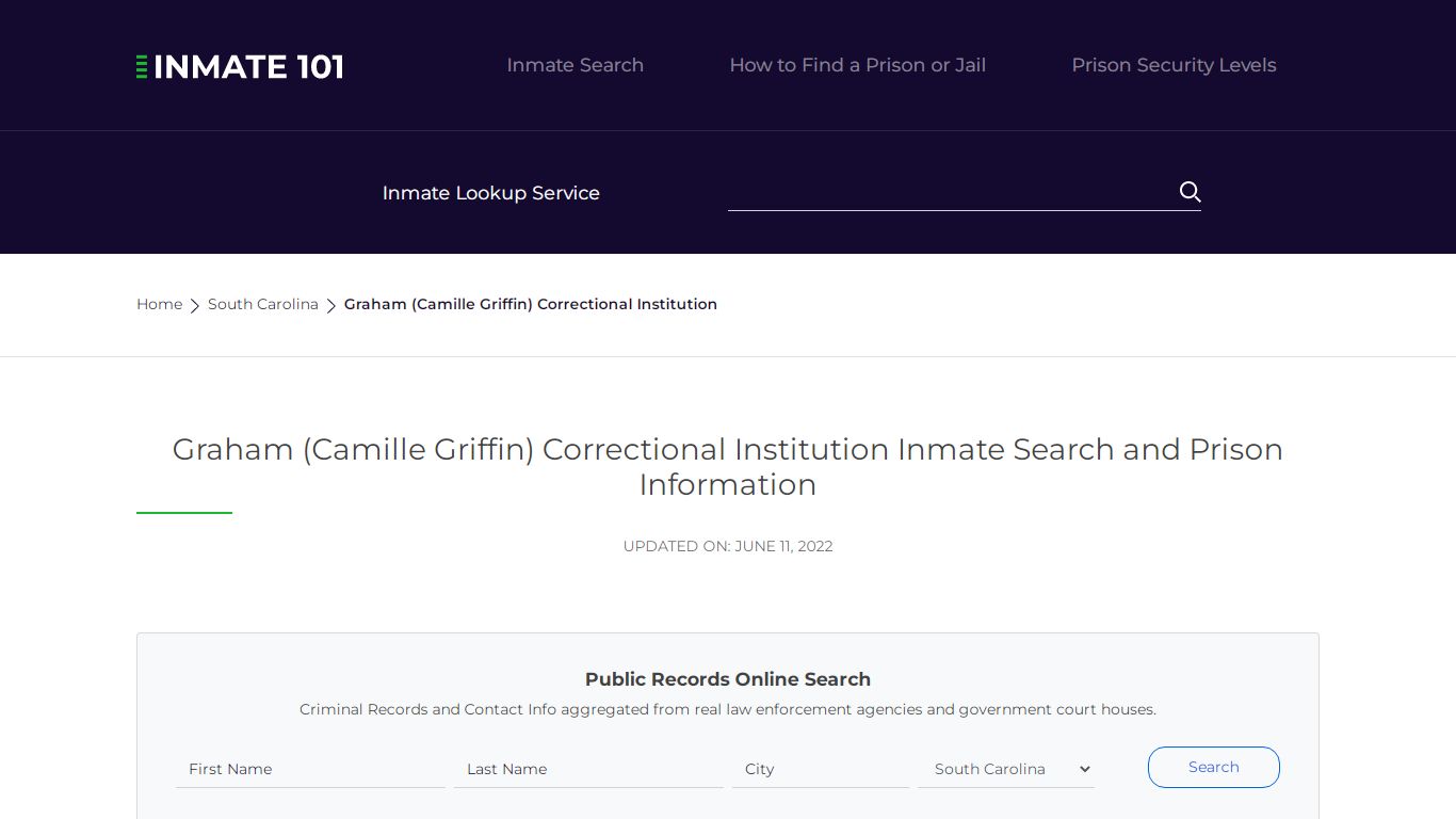 Graham (Camille Griffin) Correctional Institution Inmate Search ...